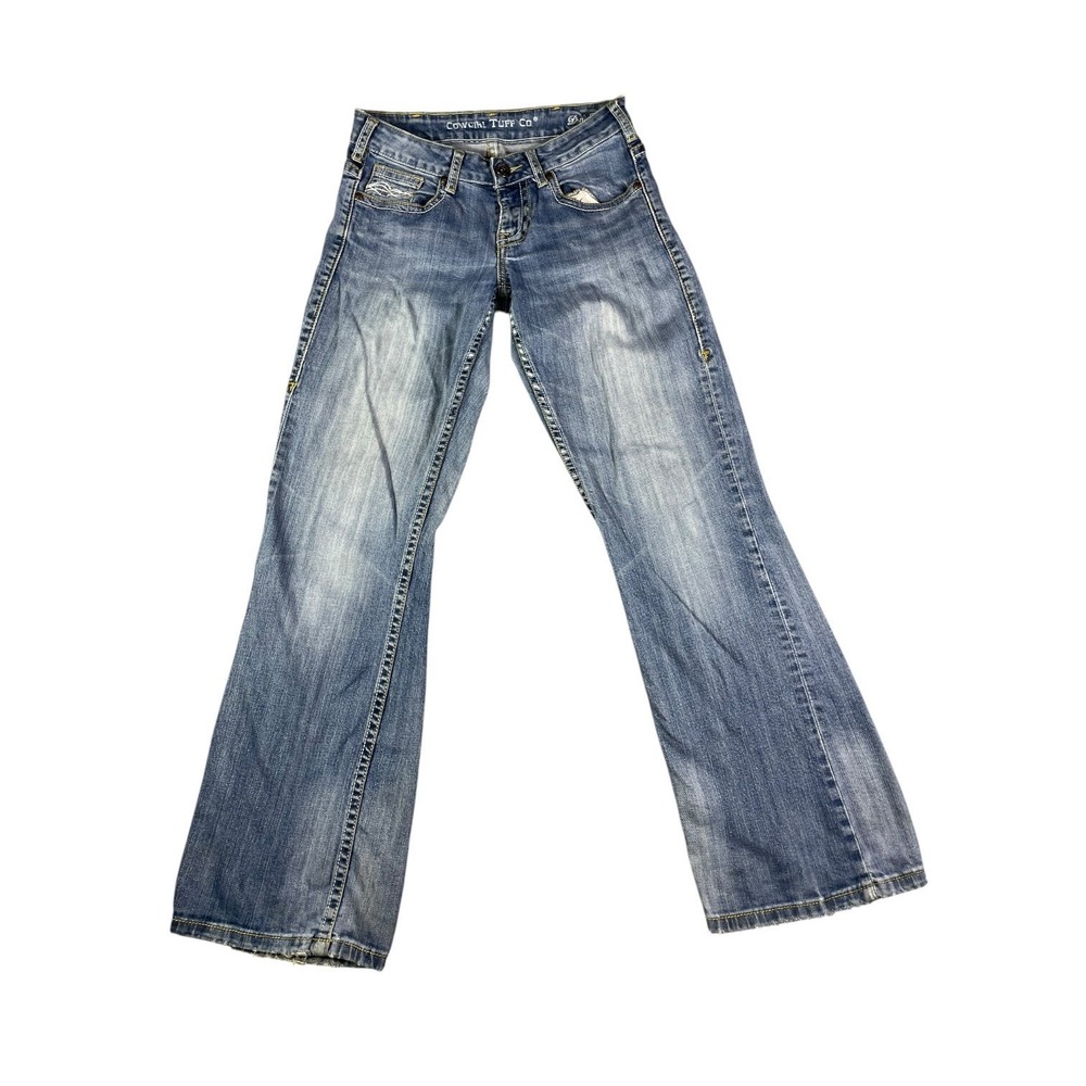 Cowgirl Tuff Co‎ Jeans Womens 27x31 Blue Denim Cotton Stretch Mid Rise Whiskers